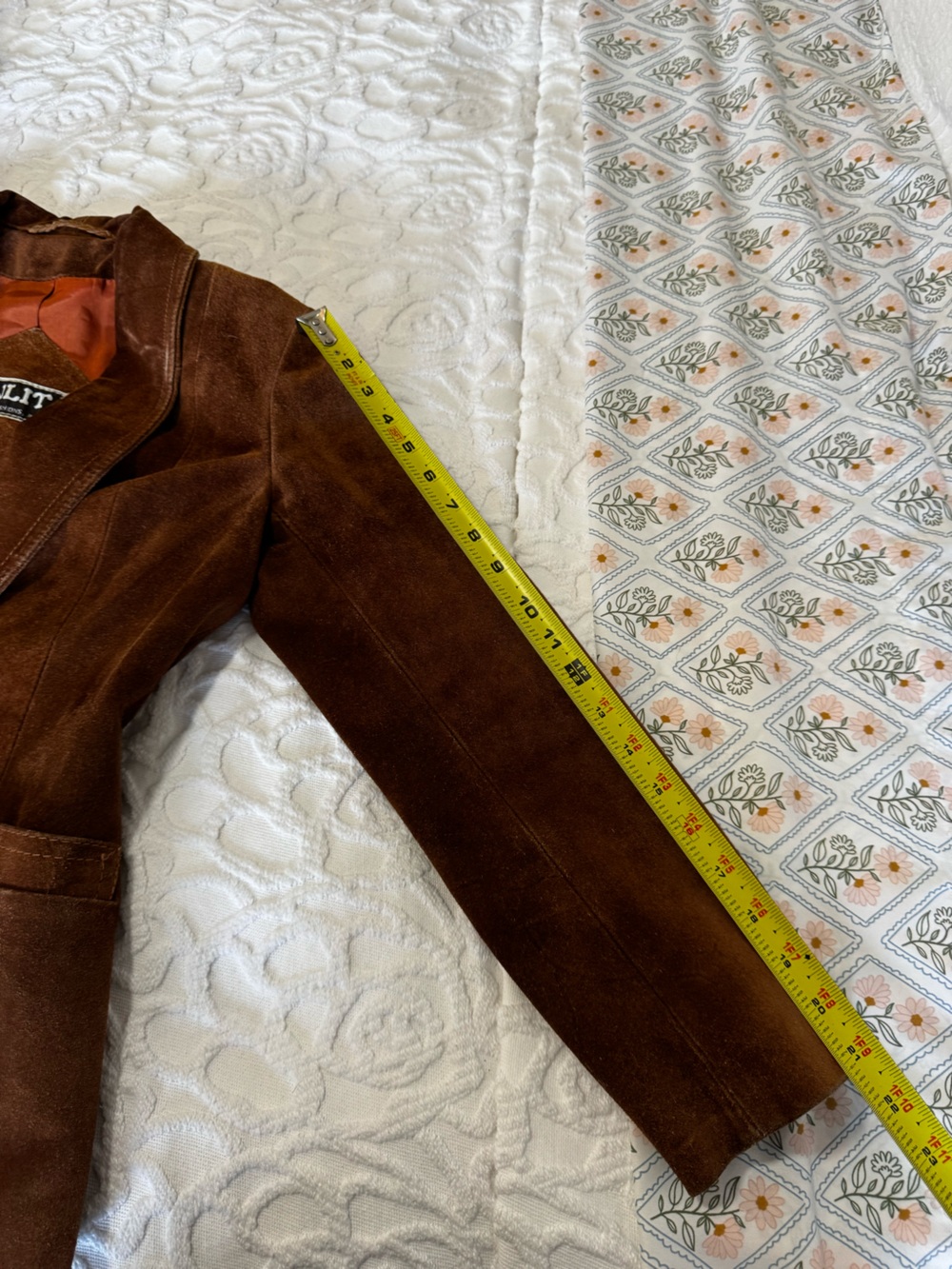 🤎 Vintage 80s Winlit Cognac Suede Leather Blazer Jacket Size 7 - Picture 15 of 16